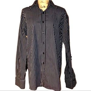 🔥HP🔥RARE- Outrage x Metropark Black Pin Stripe Button Down Shirt
